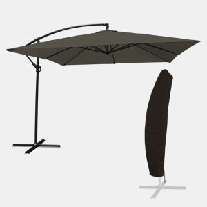Sombrilla excéntrica MOLOKAI cuadrada 2,7x2,7 m color gris + funda