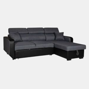 Sofá convertible de 3 plazas WARREN gris y negro