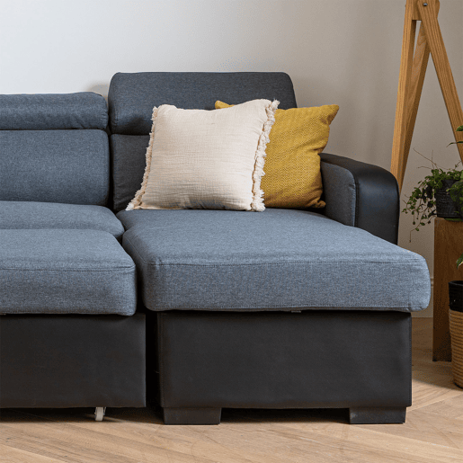 Sofá convertible de 3 plazas WARREN gris y negro