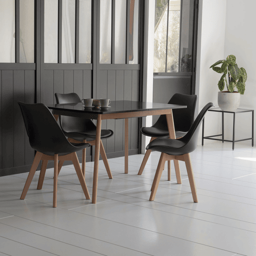 Conjunto de mesa extensible HELGA 120 - 160cm y 4 sillas NORA