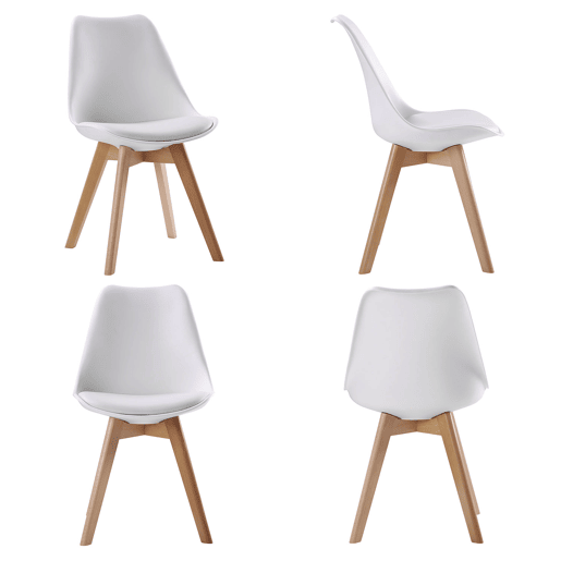 Conjunto de mesa rectangular PIA de 120cm y 4 sillas NORA blancas