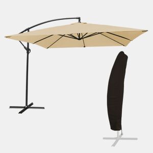 Sombrilla excéntrica MOLOKAI cuadrada 2,7x2,7 m color beige + funda