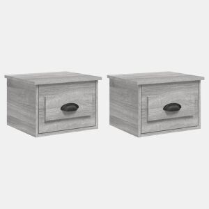 vidaXL Mesas de cabeceira de parede 2 pcs 41,5x36x28cm cinzento sonoma