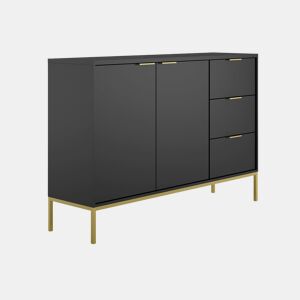 Aparador Seattle preto com 2 portas e 3 gavetas