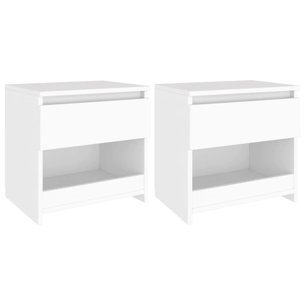Vidaxl mesitas de noche 2 uds madera contrachapada blanco 40x30x39 cm