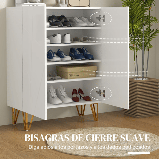 HOMCOM Móvel Sapateira de Entrada Armário Sapateira com Prateleiras Ajustáveis para 15-20 Pares de Sapatos para Corredor Entrada 72x31,5x95 cm Branco