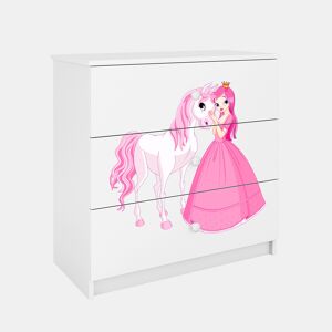 Kocot Kids Babydream Cómoda de 3 gavetas A Princesa e o Cavalo - Branco