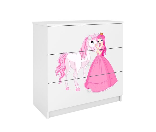Cómoda 3 cajones Kocot Kids Babydream La Princesa y el Caballo - Blanco
