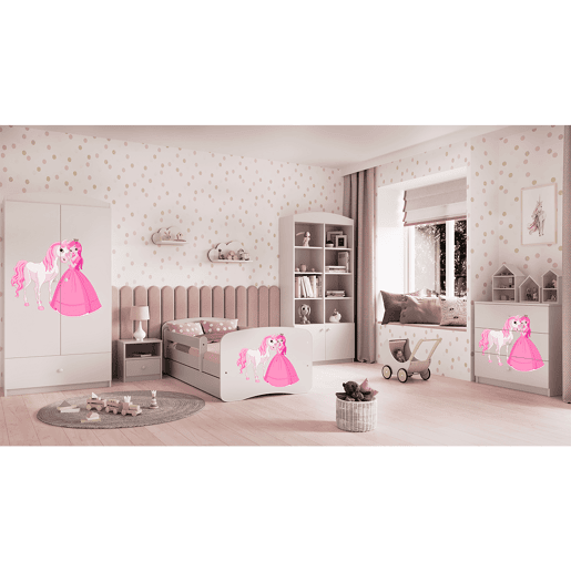 Kocot Kids Babydream Cómoda de 3 gavetas A Princesa e o Cavalo - Branco