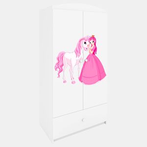 Kocot Kids Babydream Roupeiro de 2 portas e 1 gaveta A princesa e o cavalo - Branco