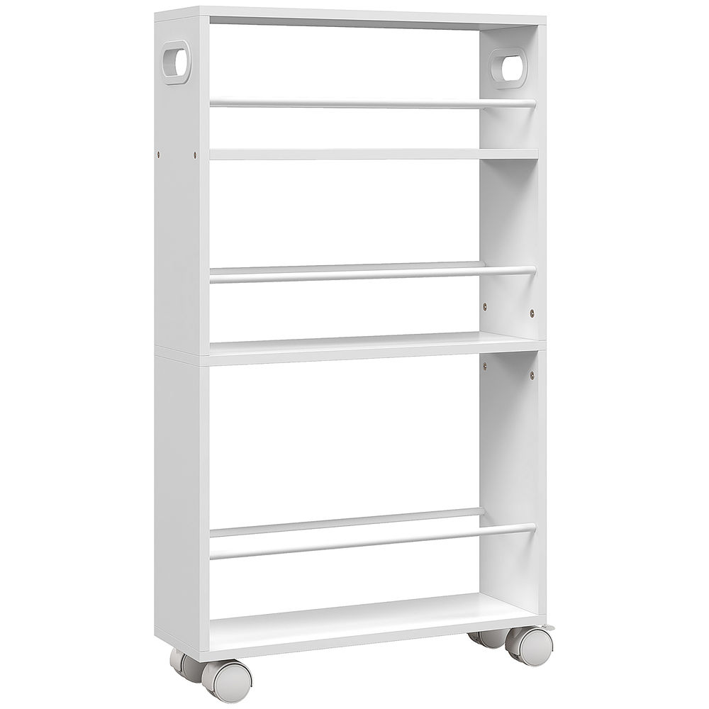 Homcom carrito auxiliar con ruedas carrito de cocina delgado de 3 niveles con barandillas laterales y asas para comedor sala baño 45x15x80 cm blanco