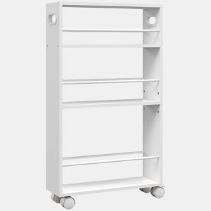 HOMCOM Carrinho Auxiliar Slim de 3 Níveis com Rodas, Laterais com Proteção e Pegas para Cozinha, Sala, Casa de Banho, 45x15x80 cm, Branco
