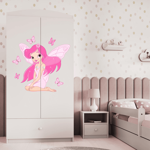Armário de 2 portas e 1 gaveta Kocot Kids Babydream The Butterfly Fairy - Branco