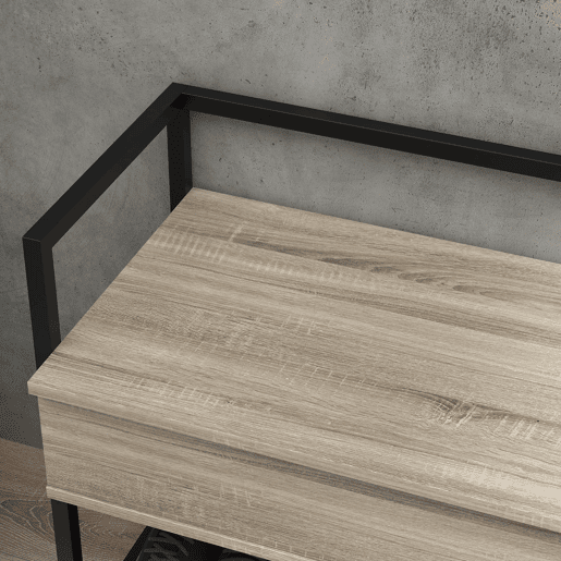 HOMCOM Banco Sapateira com Tampa Dobrável Móvel para Sapatos com Banco Compartimento Oculto e Prateleira Inferior de Malha para 4 Pares de Sapatos para Corredor Sala de Estar 84x39,5x61 cm Preto e Madeira