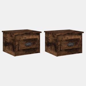vidaXL Mesas de cabeceira parede 2 pcs 41,5x36x28 cm carvalho fumado