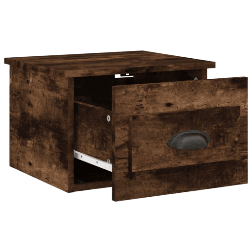 vidaXL Mesas de cabeceira parede 2 pcs 41,5x36x28 cm carvalho fumado