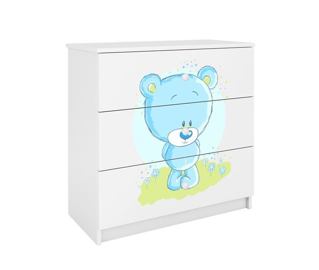 Cómoda 3 cajones Kocot Kids Babydream Osito Azul - Blanco