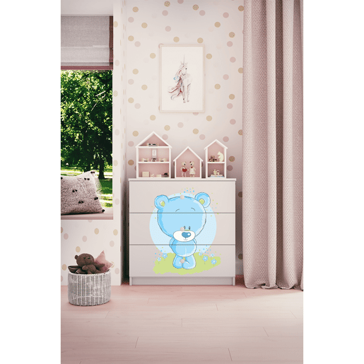 Arca com 3 gavetas Kocot Kids Babydream Blue Bear - Branco