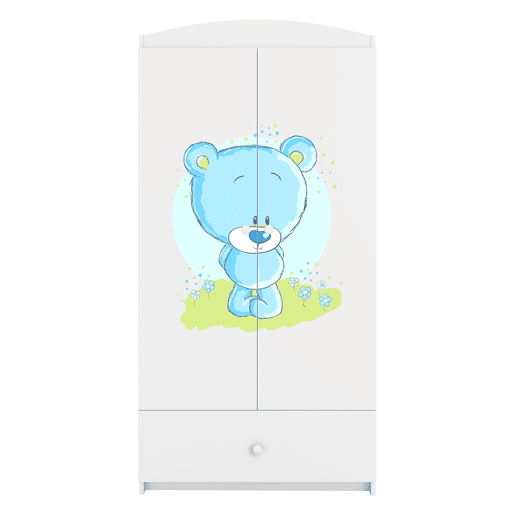 Armário de 2 portas e 1 gaveta Kocot Kids Babydream Blue Bear - Branco