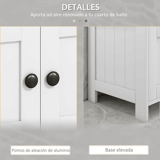 kleankin Móvel para Lavatório Pousar com Armário de 2 Portas Estante Aberto e Estante Ajustável Interior Carga 30 kg 60x30x60 cm Branco