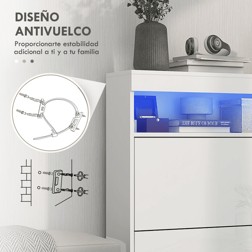 HOMCOM Móvel Sapateira de Entrada Armário Sapateira com Luzes LED Prateleira Aberta e 2 Gavetas Basculantes para 12-16 Pares de Sapatos 80x24x99,5 cm Branco Brilhante