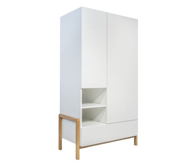 Armario 2 puertas 1 cajón kocot kids victor - blanco y roble