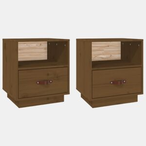 vidaXL Mesas de cabeceira 2 pcs 40x34x45 cm pinho maciço castanho mel
