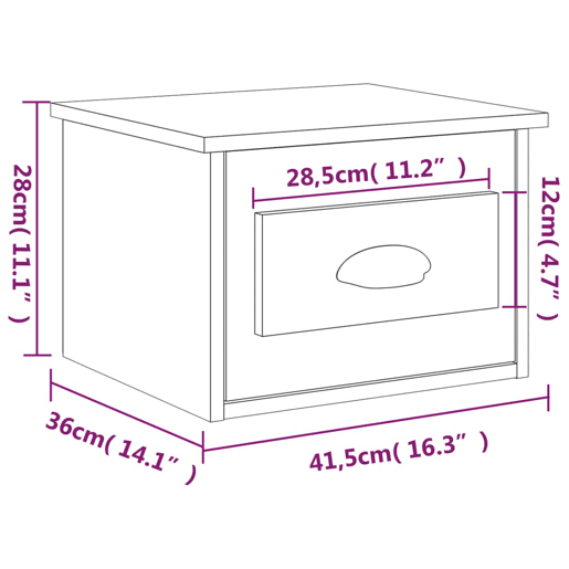 vidaXL Mesa de cabeceira de parede 41,5x36x28 cm branco vidaXL Mesa de cabeceira de parede 41,5x36x28 cm branco