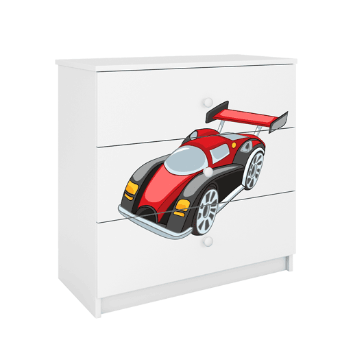 Kocot Kids Babydream Cómoda com 3 gavetas Race Car - Branco