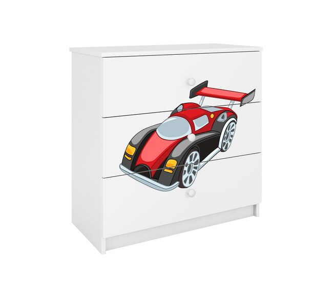 Cómoda 3 cajones Kocot Kids Babydream Coche de carrera - Blanco