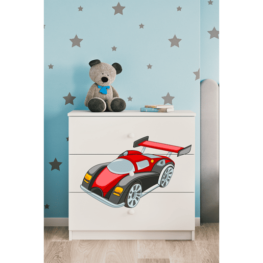 Kocot Kids Babydream Cómoda com 3 gavetas Race Car - Branco