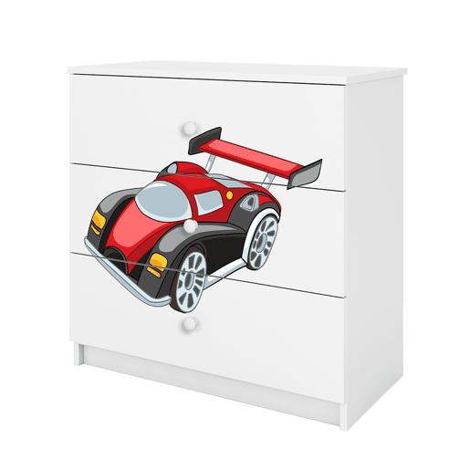 Kocot Kids Babydream Cómoda com 3 gavetas Race Car - Branco