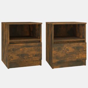 vidaXL Mesa cabeceira 2pcs 40x40x50cm derivado madeira carvalho fumado