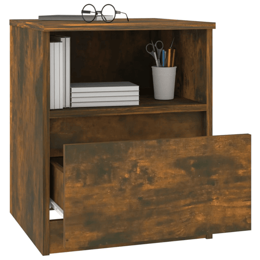 vidaXL Mesa cabeceira 2pcs 40x40x50cm derivado madeira carvalho fumado