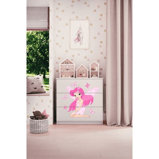 Kocot Kids Babydream Cómoda de 3 gavetas A Fada Borboleta - Branco