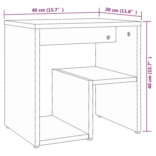 vidaXL Mesas cabeceira 2 pcs 40x30x40 cm madeira proc. carvalho fumado