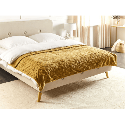 Colcha SITAPUR Imitação de pele 200 x 220 cm Mostarda