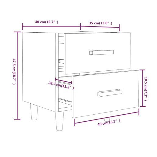 vidaXL Mesa de cabeceira 40x35x47,5 cm branco