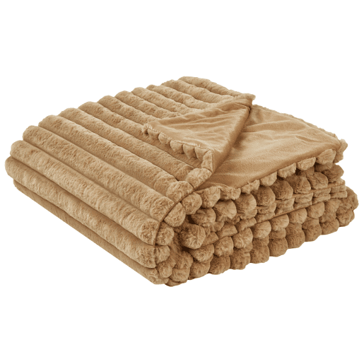 Colcha RAKYA Imitação de pele 200 x 220 cm Castanho claro