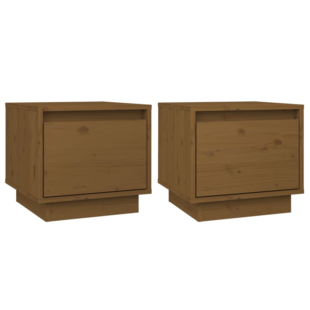 Vidaxl mesitas de noche 2 uds madera de pino marrón miel 35x34x32 cm