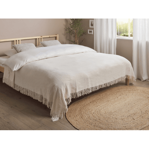Colcha YERBENT Algodão 200 x 220 cm Branco creme