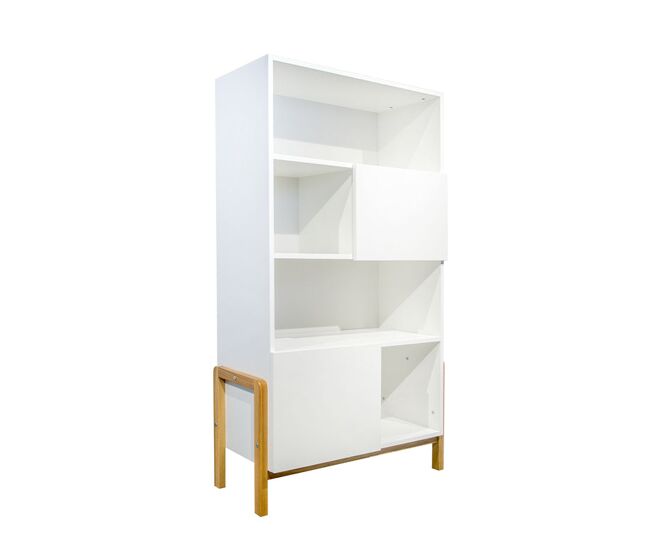 Librero 2 puertas kocot kids victor - blanco y roble