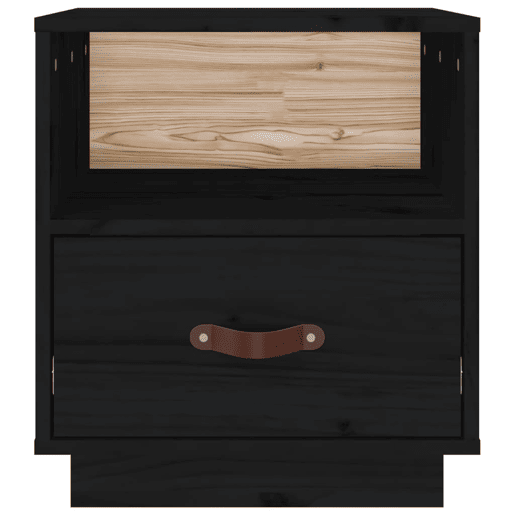 vidaXL Mesa de cabeceira 40x34x45 cm madeira de pinho maciça preto
