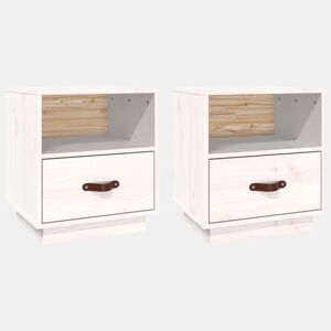 vidaXL Mesas de cabeceira 2 pcs 40x34x45 cm pinho maciço branco