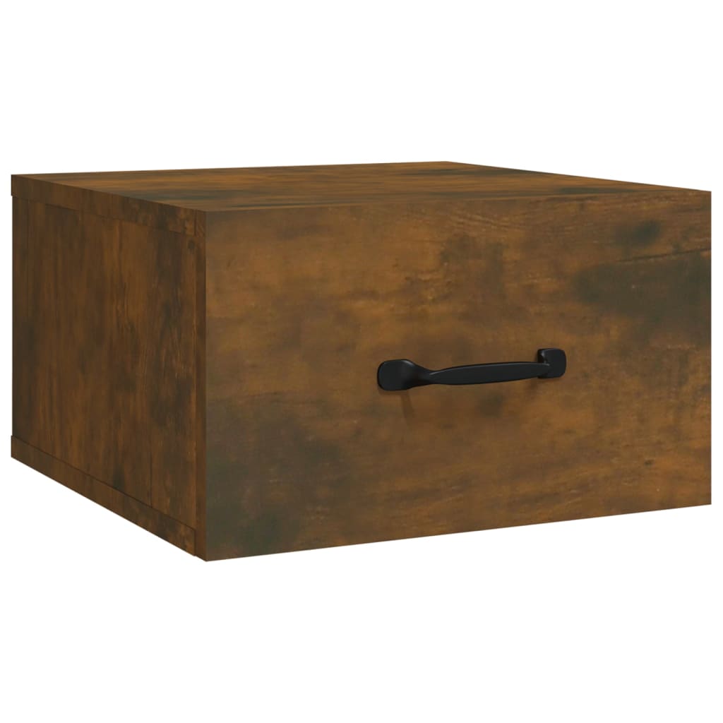 Vidaxl mesita de noche de pared roble ahumado 35x35x20 cm