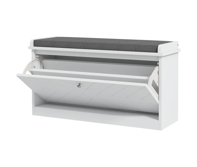 Homcom banco zapatero con asiento moderno banco con almacenaje mueble zapatero con banco de madera con estantes ajustables y cojín acolchado para 8