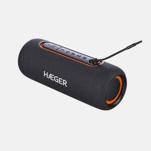 Coluna Bluetooth Portátil HAEGER Light Boom - Autonomia 3h, IPX5, Microfone, Iluminação RGB