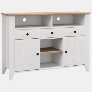 HOMCOM Aparador de Cozinha Mesa para Televisores de 50 Polegadas com 3 Gavetas 2 Armários 2 Prateleiras Abertas e 2 Prateleiras Ajustáveis Estilo Moderno 120x38x81,5 cm Branco