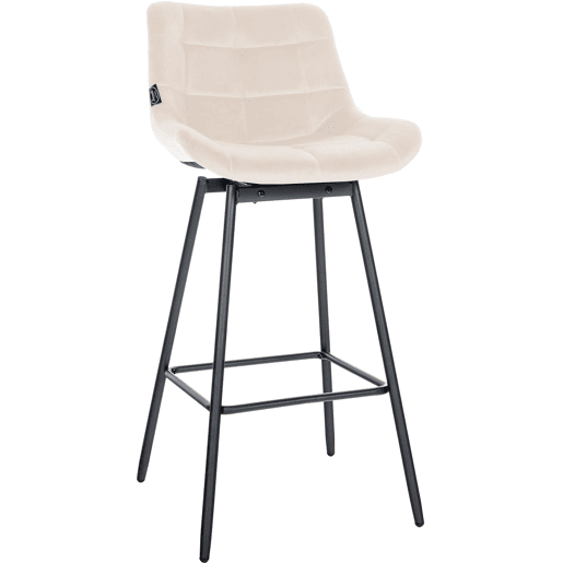 Taburete de Bar Weston Giratorio 180 grados | Taburete Alto con Respaldo y Asiento Acolchado Terciopelo Crema 56X49X105 cm
