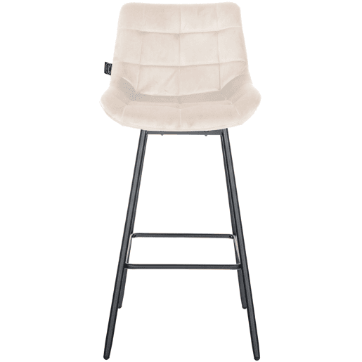 Taburete de Bar Weston Giratorio 180 grados | Taburete Alto con Respaldo y Asiento Acolchado Terciopelo Crema 56X49X105 cm